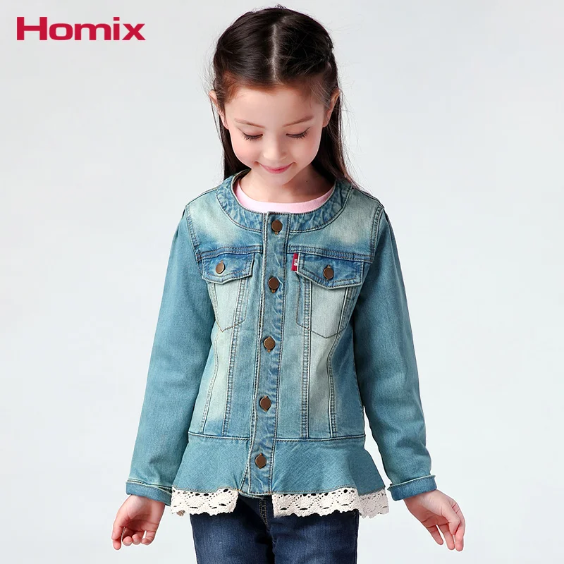 

3-10Years Baby Girl Denim Lace Hem Jecket Children Clothes Kids Clothing