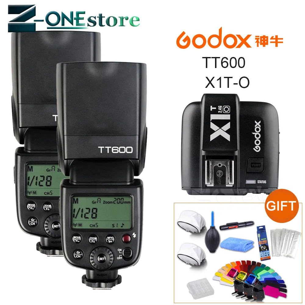 2x Godox TT600 2 4G Беспроводная камера Вспышка Speedlite + X1T O TTL 1/8000s беспроводной триггер