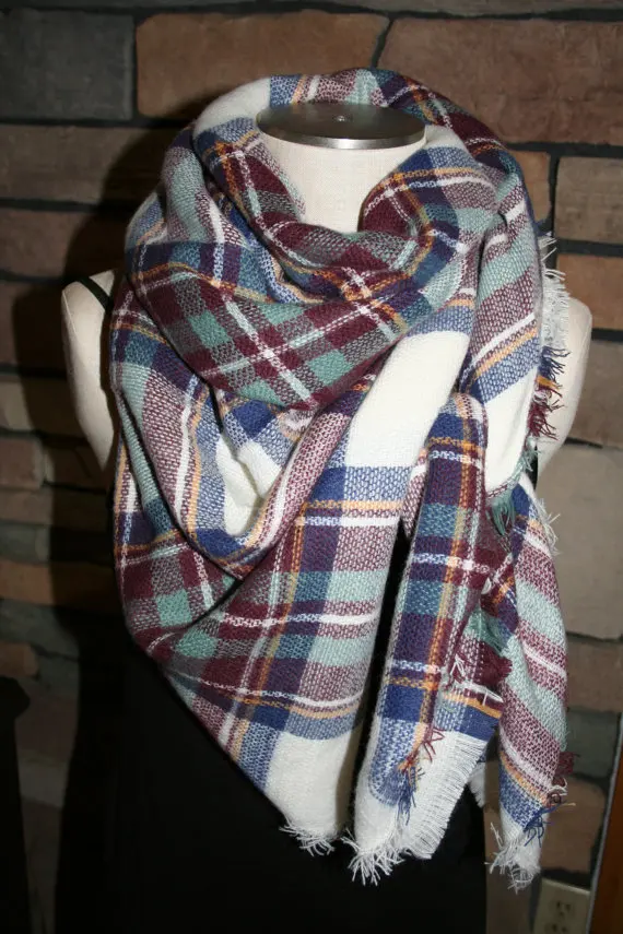 New design lady Multi Color rainbow font b Tartan b font Plaid Blanket Scarf check wrap