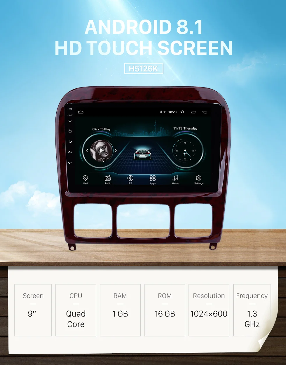 Cheap Harfey Car 2Ddin 9" HD Android 8.1 Autoradio GPS Player For Mercedes Benz S Class W220 S280 S320 S350 S400 S430 S500 1998-2005 0