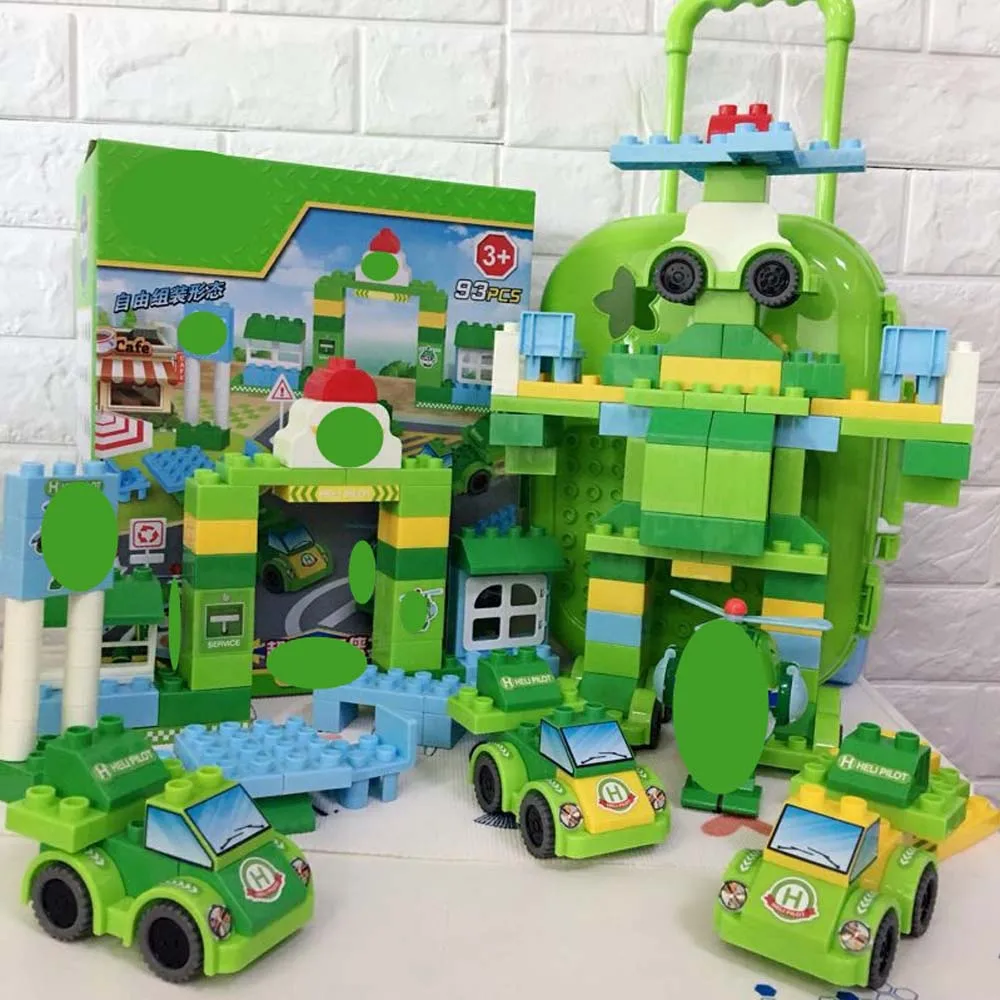 2019 New Transformation Car Cartoon Pull Rod Box Building Blocks Bricks Compatible with Legoingly Duplo Blocks for Children Gift