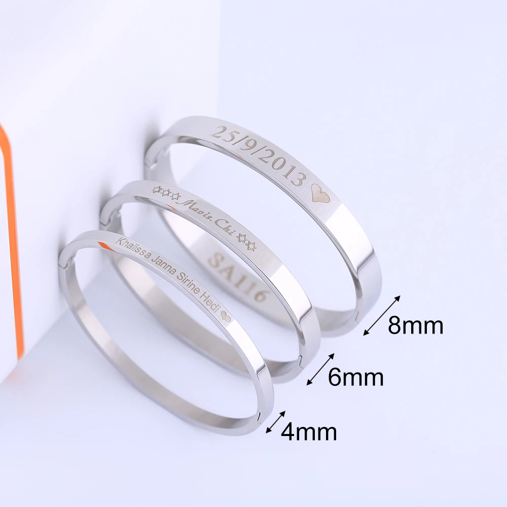Personalized Europe Titanium Bracelet Lovers Opening Custom Engraved DIY Rose Gold Lettering Stainless Steel Hand Women Jewelry Personalized Europe Titanium Bracelet Lovers Opening Custom Engraved DIY Rose Gold Lettering Stainless Steel Hand Women Jewelry