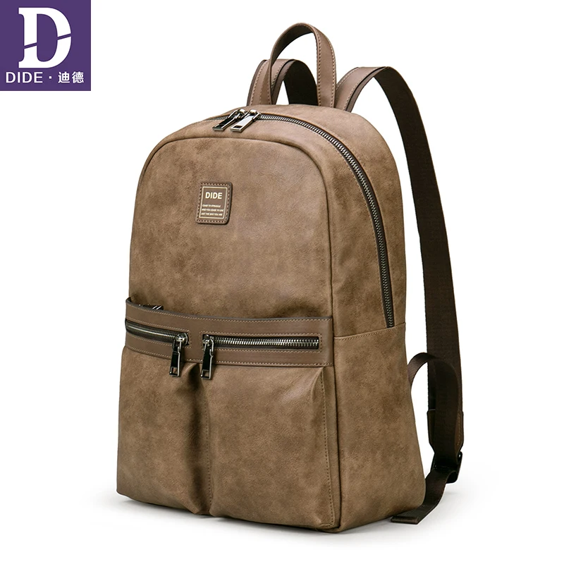 

DIDE 2018 Casual Vintage laptop backpack men large capacity back pack man Leather school bags for teenage male waterproof