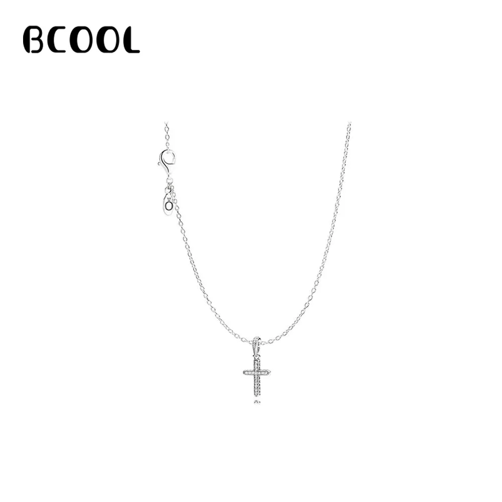 

925 Sterling Silver Necklace adjustable cross necklace feminine charm jewelry zircon boutique Necklace Gift