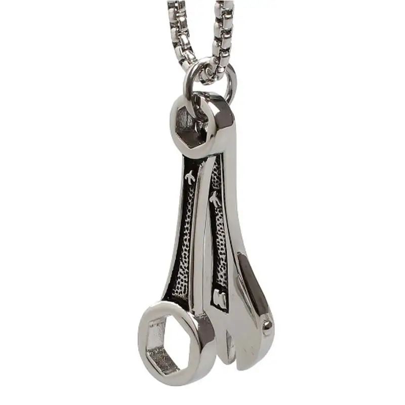 Wrench Pendant Stainless Steel Necklace for Men Titanium Personality Jewelry Fashion Male