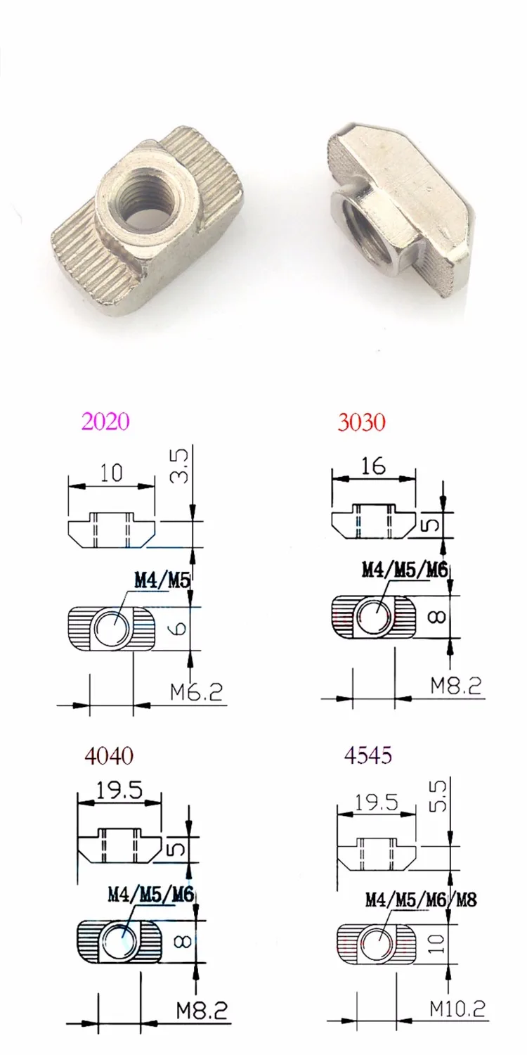 10 шт. T гайка черный молот в крепятся разъем M3/M4/M5/M6/M8 Алюминий штранг-прессования 20 Вт, 30 Вт, 40/45 серии Слот t-образная гайка раздвижные двери