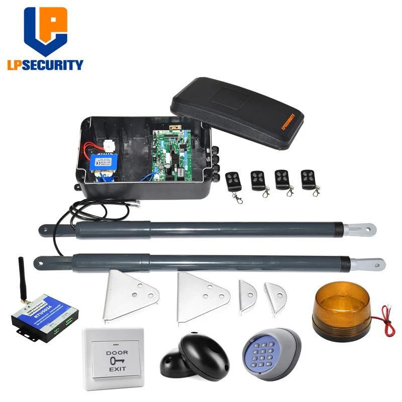 

200kg Dual wing automatic GSM swing gate opener motor 12VDC engine with remote controls optional wireless keypad gsm unit