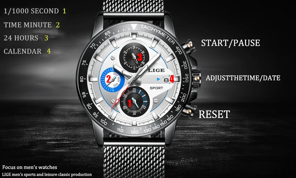 LIGE 2019 для мужчин s часы Топ Элитный бренд Чистая с кварцевые часы для мужчин повседневное модные часы