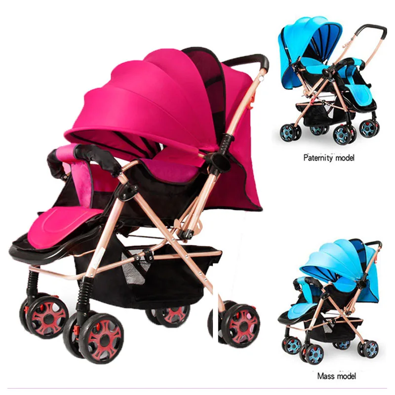 Light Baby Stroller 175 Degree Lying Reversable Push Handle Folding