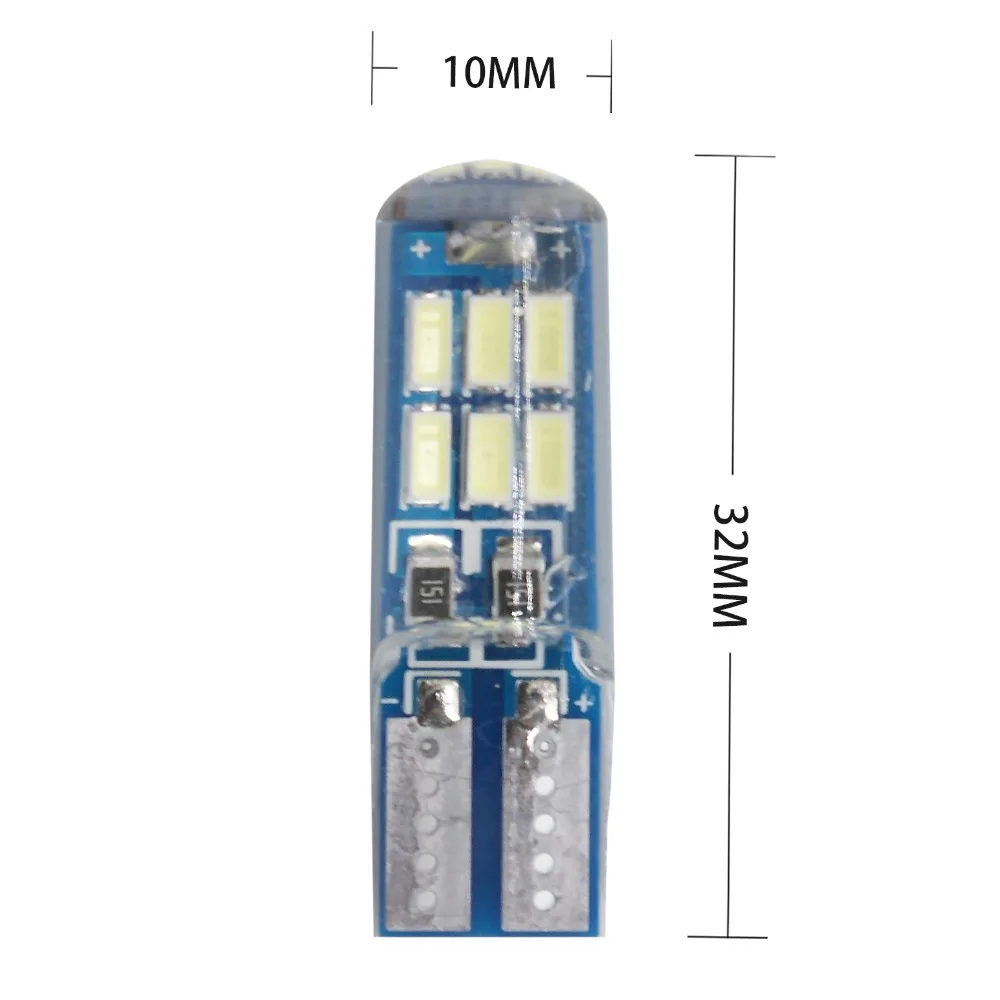 2шт Автомобильный светодиодный T10 W5W 194 168 Canbus 15SMD 4014 холодный белый Силиконовый