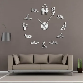 

Sexual Position Silent large Wall Clock DIY New Modern Design Mirror home Clock Adult Bedroom Seduction Sticker Wall watch