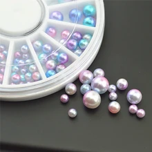 2 colors Mixed Sizes Pearl Bead Resin Rhinestone Nail Art Decoration wheel beauty nails accessoires jewelry Tools