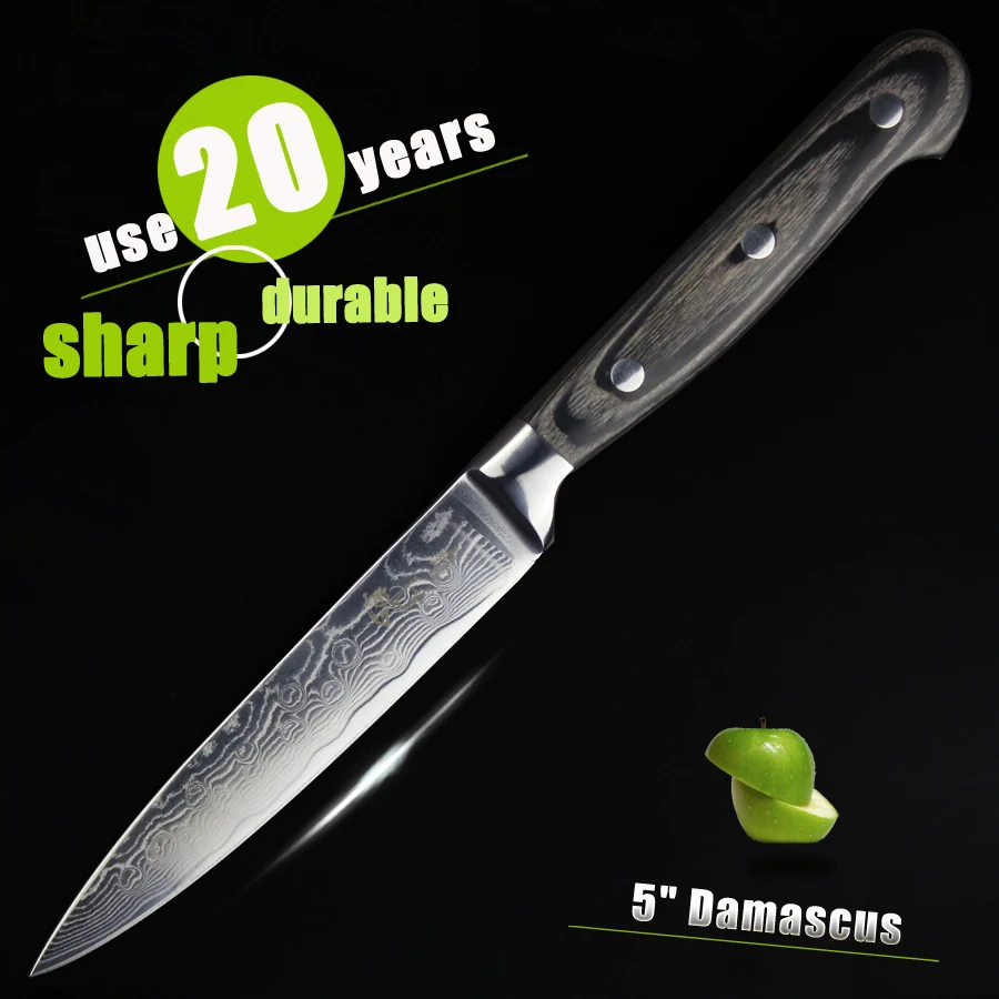 HAOYE 5" inch damascus Utility knife small kitchen knives Japan VG10 quality steel professional