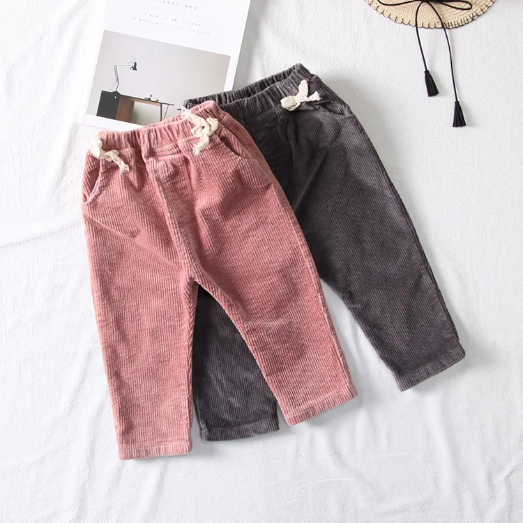 

2018 autumn kids pant girl and boy cool trousers corduroy material