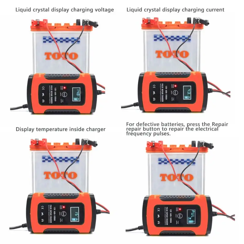 Auto Car Intelligent Battery Charger 1 Pc DC 12V 5A Pulse Repair Truck Storage EU/ US Plug With LCD Display