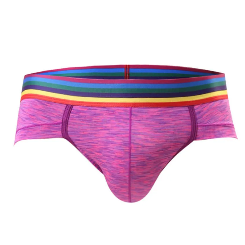 

Mr's Wide-edged Elastic Rainbow Belt Briefs Mens Single-layer U-shaped Panties Close and Firm Stitches Underwear