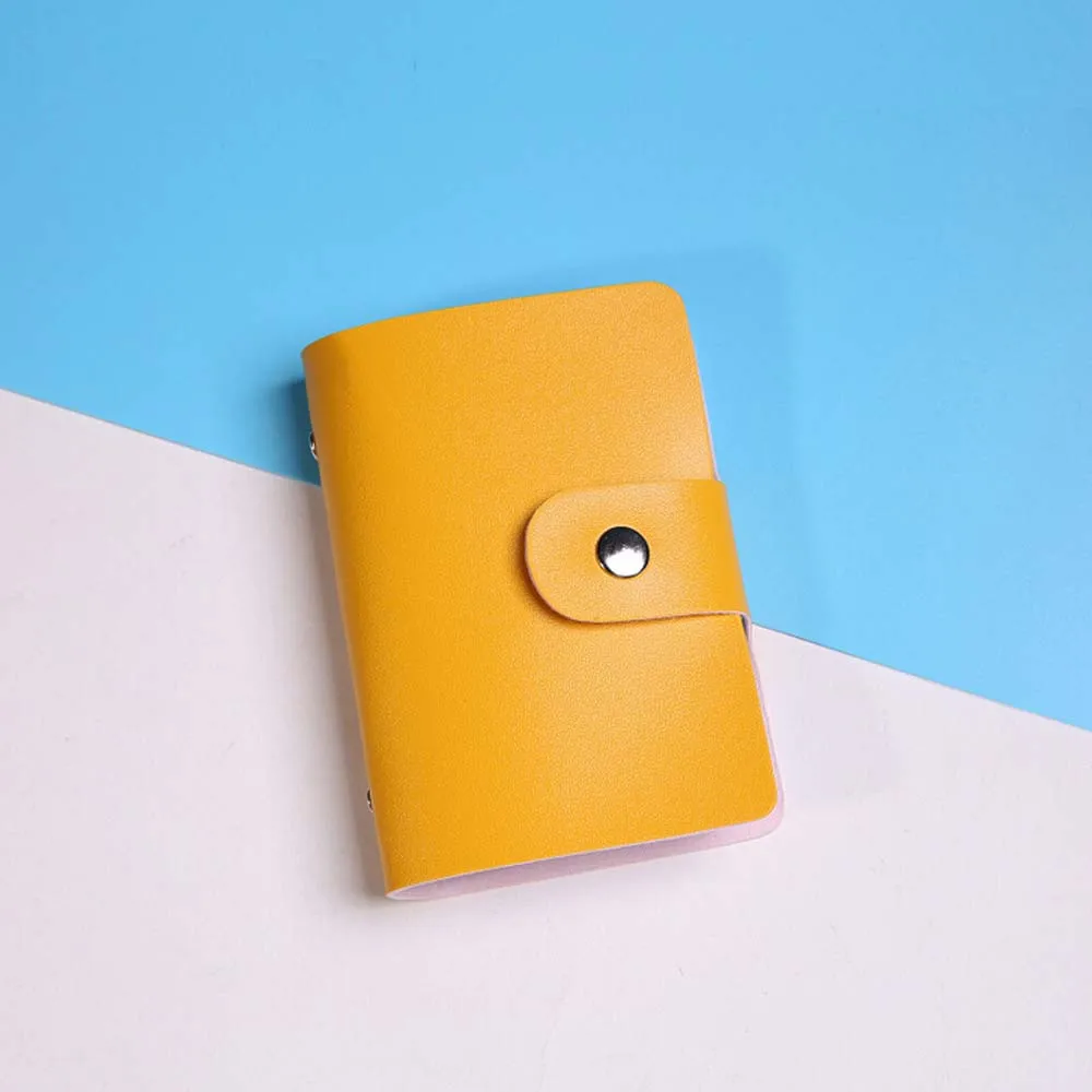 Кожаный держатель для карт, держатель для кредитных карт для мужчин и женщин, держатель для кредитных карт, кошелек для визиток, Прямая поставка, CSV O1211#25 - Цвет: Yellow