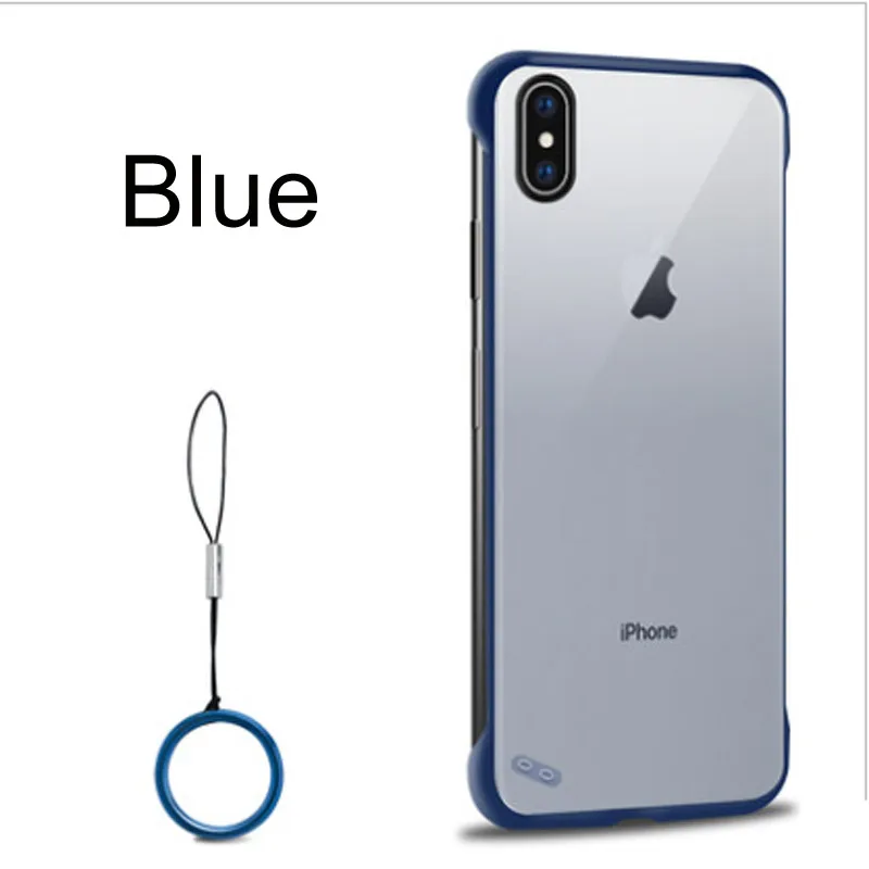 Luxury Frameless Design Phone Cases For iPhone 11 Pro X XR XS Max Ring Scrub Hard PC Cover For iPhone 6 6s 7 8 Plus Back Case - Цвет: Blue