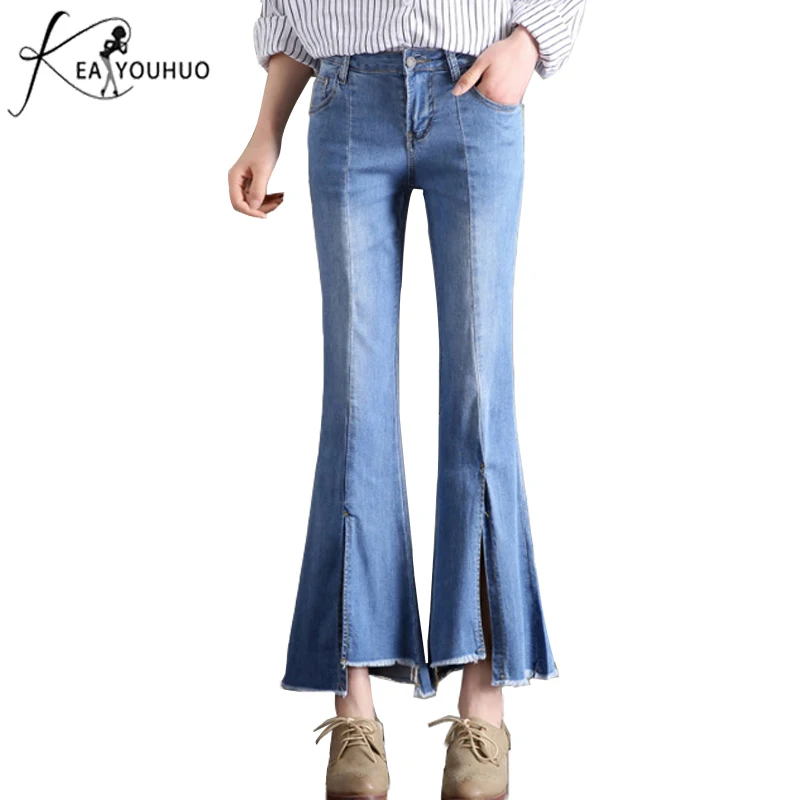 

Summer 2018 Denim Skinny Bell Bottom Jeans Woman With High Waist Jeans Boyfriend Jeans For Women Pants Pantalon Femme Trousers