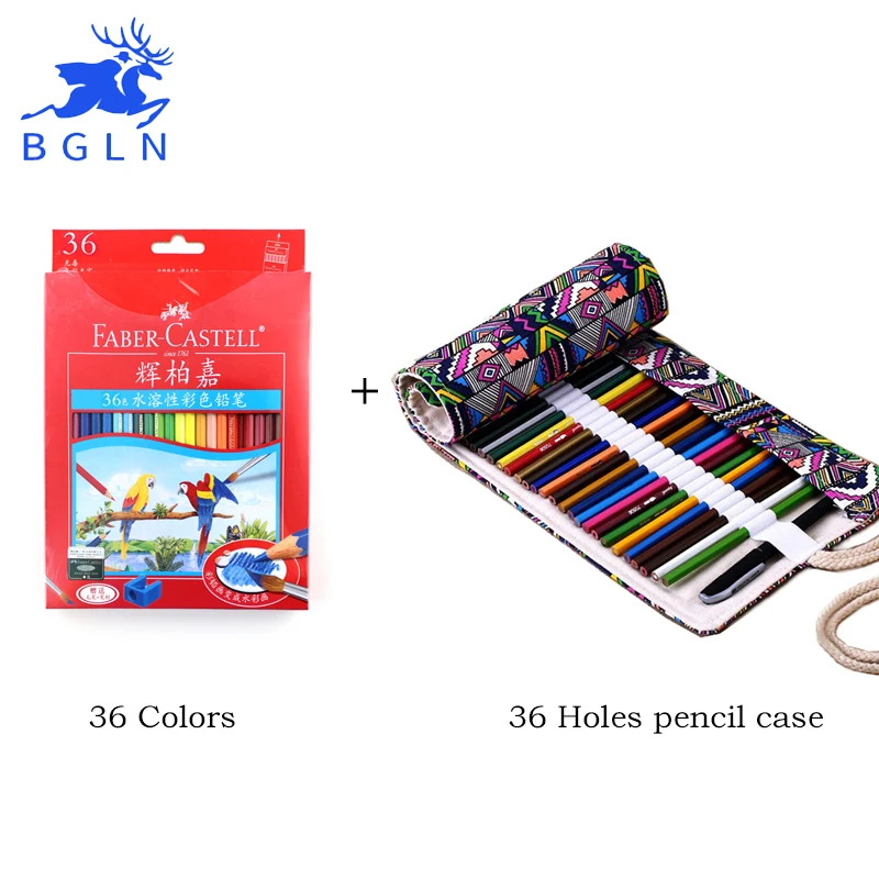 

Faber-Castell 36/48 Colors Water Soluble Colored Pencils+National Embroidery Pencil Bag Color Pencil lapis de cor Art Supplies