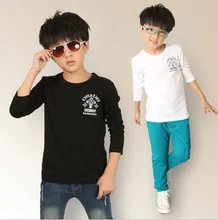 New brand t-shirt for boy 4-12 year boys long sleeve blouse kids boy cotton wear comfortable children fashion clothes 2602d