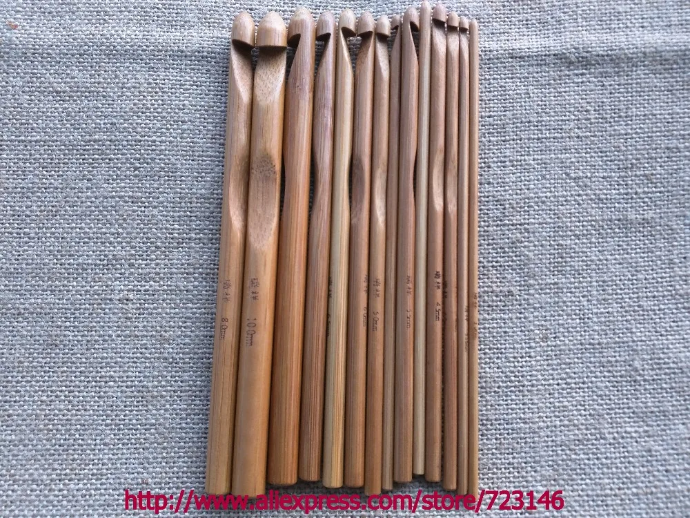 

12 SIZE Sweater knitting Circular Bamboo Handle Crochet Hooks Smooth Weave Craft Needle 3MM5MM 6MM 7MM 8MM 10MM 18MM 20MM 25MM