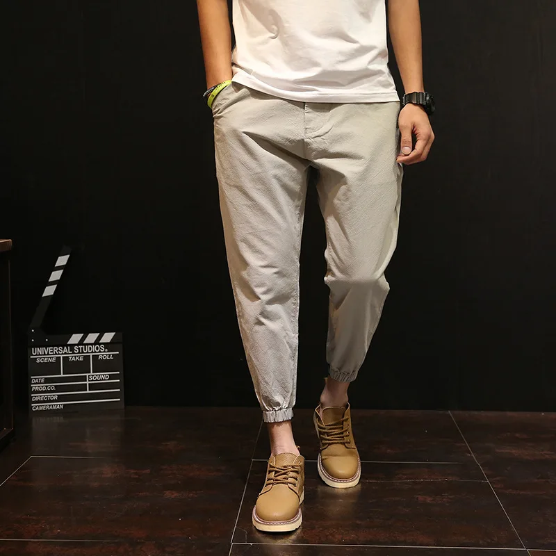 Ankle Length Cuffs Casual Harem Pants Men Plus Size Gray Pencil Male Trousers for Men Size 38 40