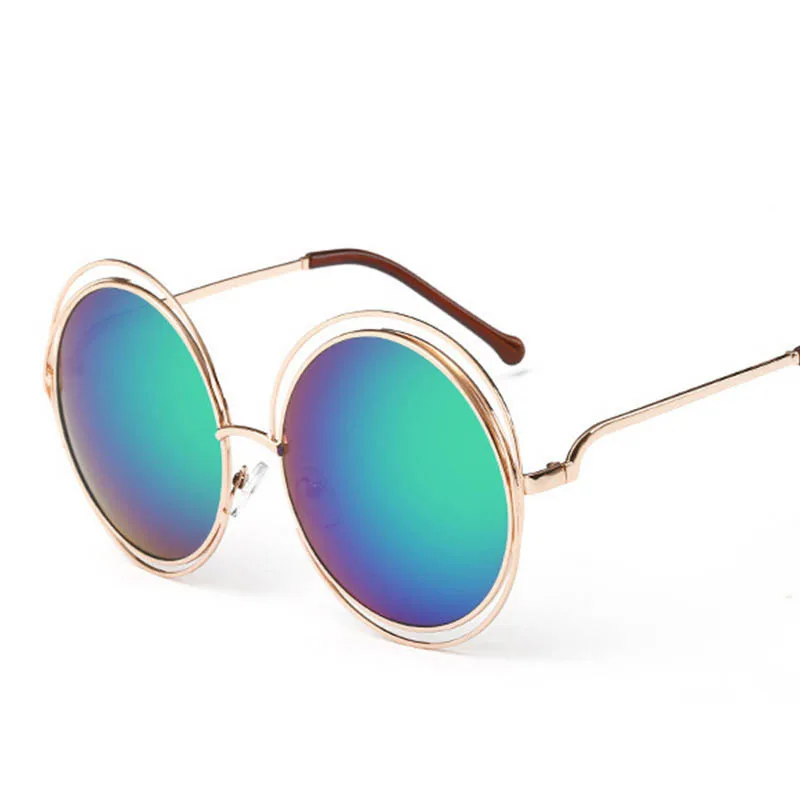 Круглые брендовые дизайнерские ретро большие размеры винтажная металлическая рамка и зеркальные линзы солнцезащитные очки выше размера d очки высокого качества Oculos De Sol - Цвет линз: C10