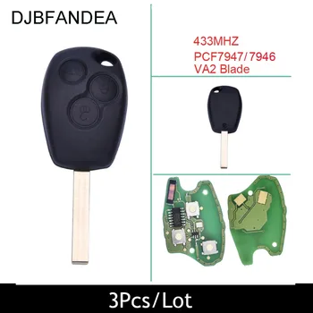 

DJBFANDEA 3PCS/Lot Car Remote Key for Renault Clio Scenic Kangoo Megane 433MHz with PCF7946 / PCF7947 Chip Key Auto
