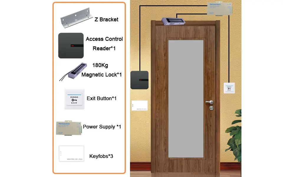 Eseye система контроля доступа наборы 180 кг Электрический магнитный замок EM Card Reader ворот питание для офис безопасности