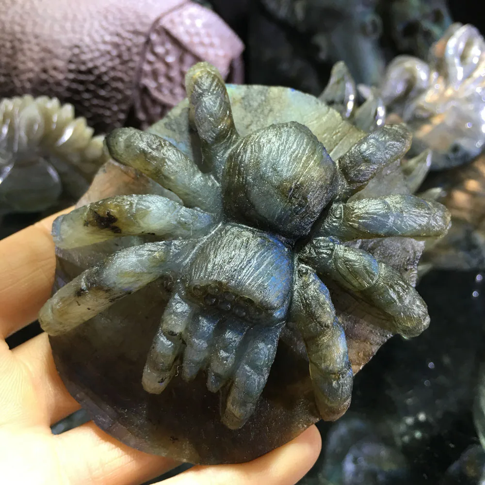 

Natural crystal quartz Manual sculpture labradorite All kinds of animals carved for gift