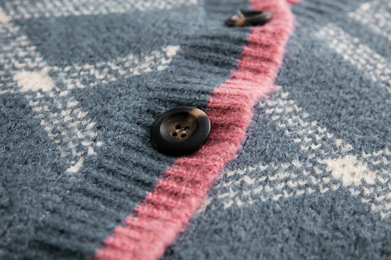 Роскошный дизайнерский брендовый вязаный свитер для женщин, v-образный вырез, винтажный полосатый Свободный вязаный кардиган, свитер