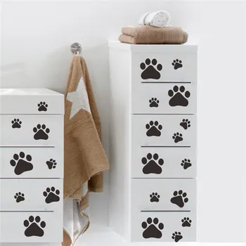 funny Dog Cat Paw Print poster for kids room home decal Wall Stickers DIY cabinet door Food Dish Kitchen Bowl Car sticker decor