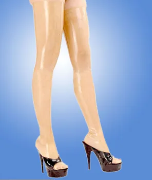 

Sexy women transparent latex stockings rubber long stocking hot sale