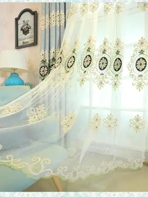 Акция Ограниченная серия штор Cortinas Dormitorio с вышивкой для европейских штор для спальни роскошные прозрачные Оконные Занавески - Цвет: Photo Color
