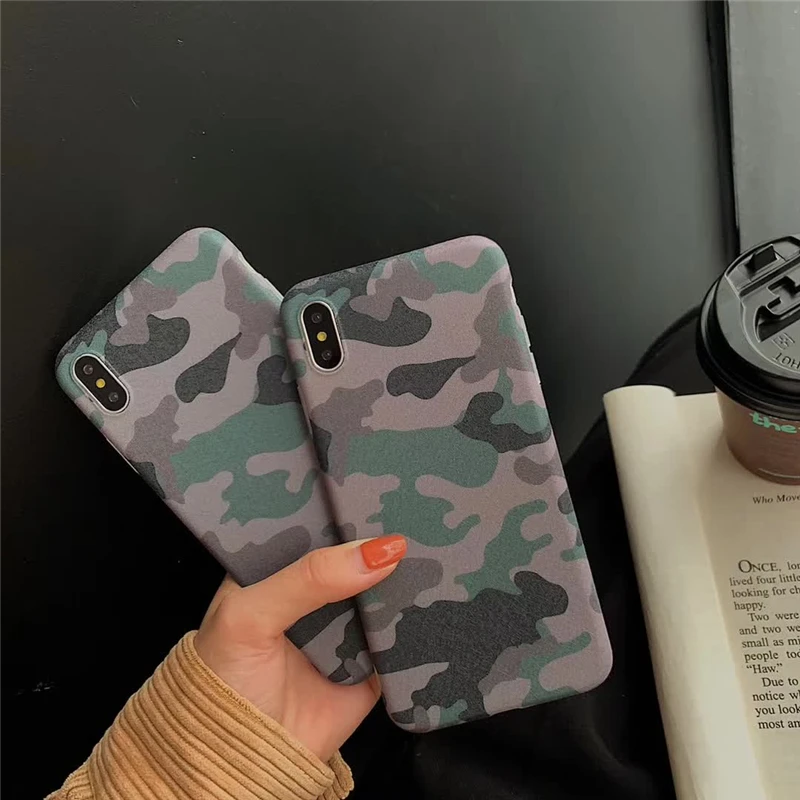 

Popular Military Camouflage Case For iPhone 6 6S 7 8 Plus X XR XS Max Case Army Green Camouflage IMD For iPhone Phone Case Cover