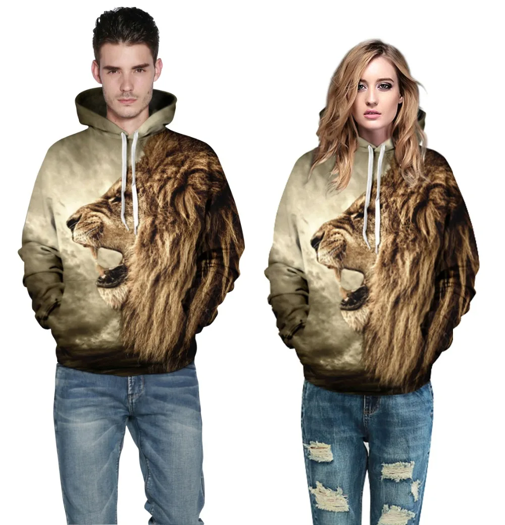 

Harajuku style 3D sweatshirt print funny 3D animal Lion brand-clothing sweatshirt autumn casual pullover hoodies men QL-012