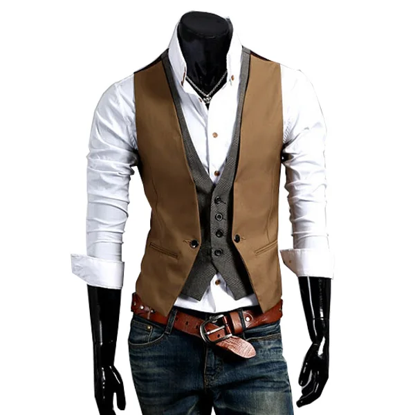 2018 Hot Sale Fashion High quality Men Vests Mens Casual Suit V necked Slim Fit Cotton Vests ...