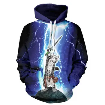 

Couples Men Women 3D Graphic Print Hoodie Sweater Sweatshirt Jacket Pullover Top Lightning Nekolus Men Spring Top