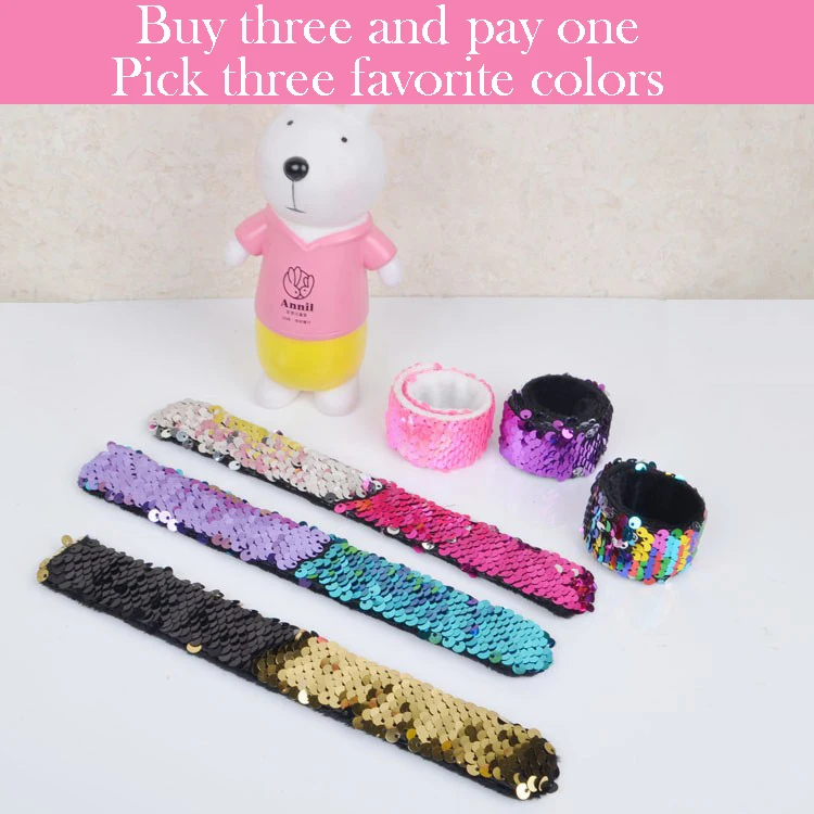 

Magic Children Slapping Sound Wristband Two-Color Sequins Reversible Decoration Toys Fashion Gift For Girls