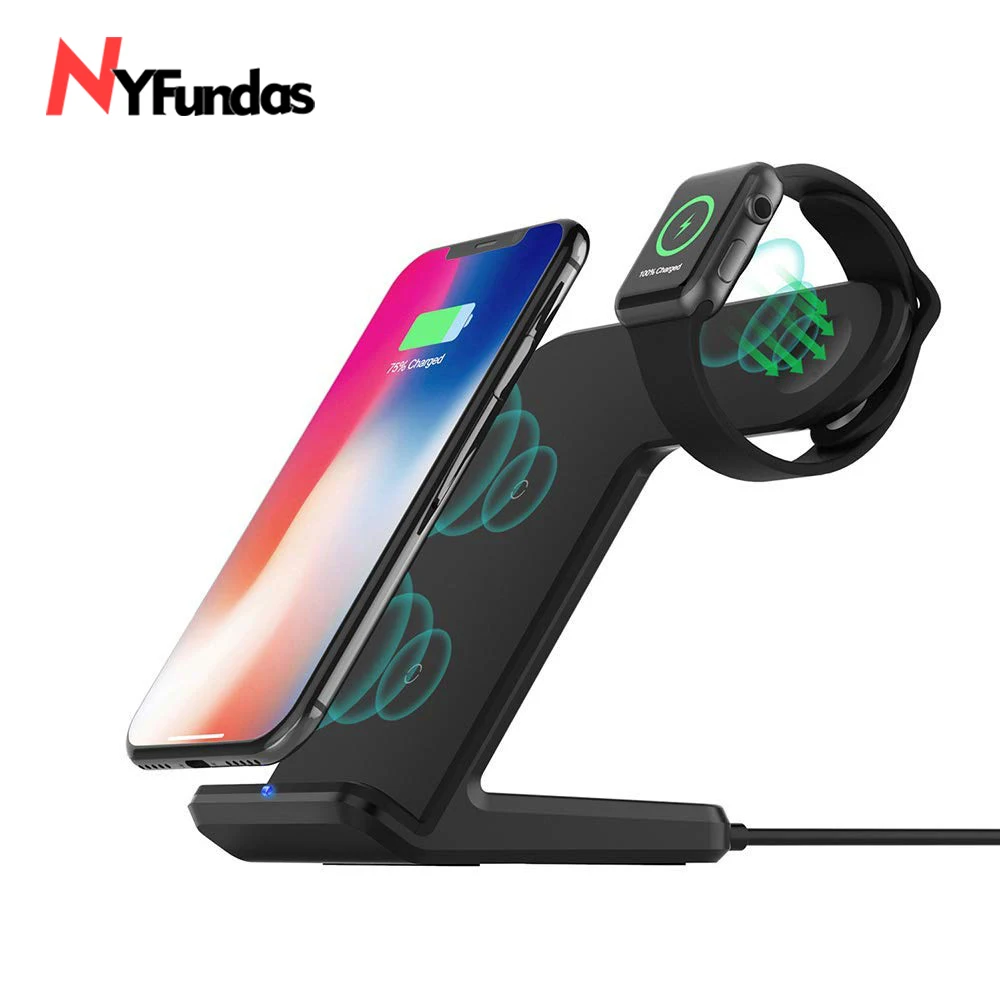 

NYFundas Wireless Charger for Apple Watch Wireless Charger Stand 2 in 1 Fast Charger Docking Station Phone Holder for iWatch 2 3