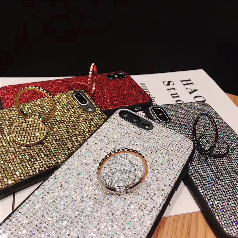 

Bling Glitter Diamond Ring bracket Case For OPPO A83 A79 A77 A57 A73 A3 A5 R17 Pro R11 R9 S Plus F9 F5 F1S Phone bags coque