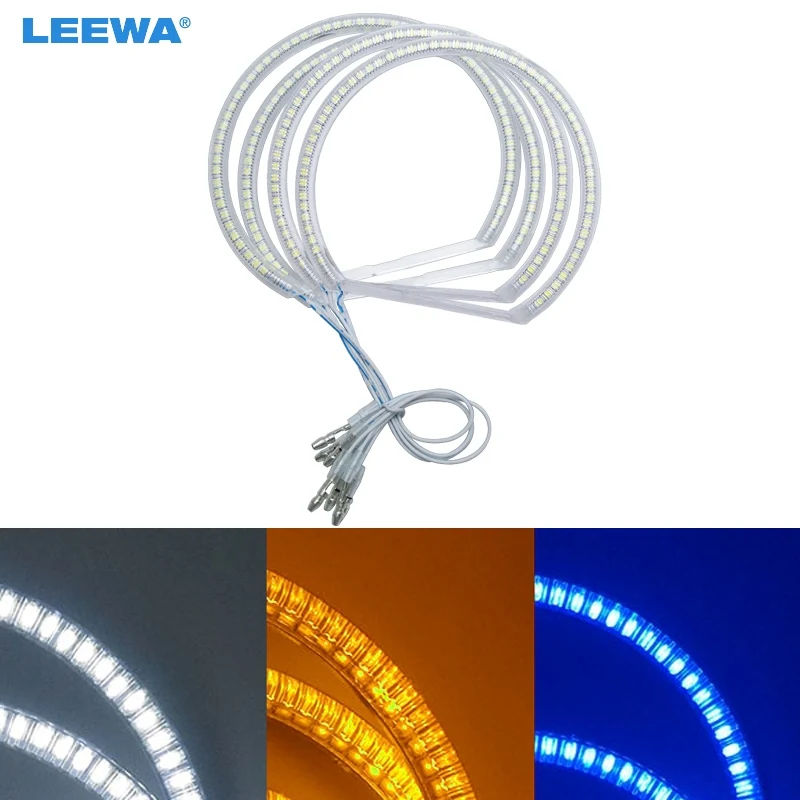 LEEWA 4X131mm автомобильные SMD светодиодные кольца с ореолом ангельские глазки DRL