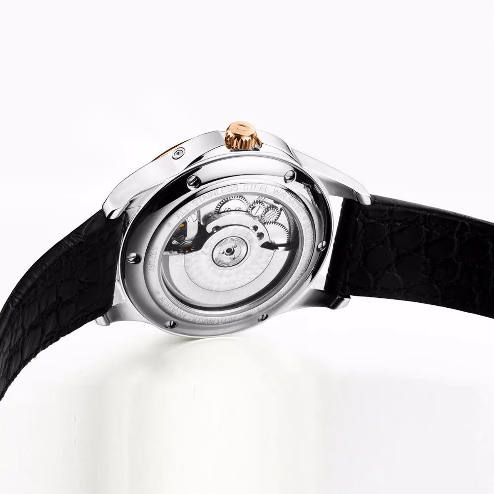 Часы мужские механические с двойным окошком и кожаным ремешком|tiger fashion|watch fwatch