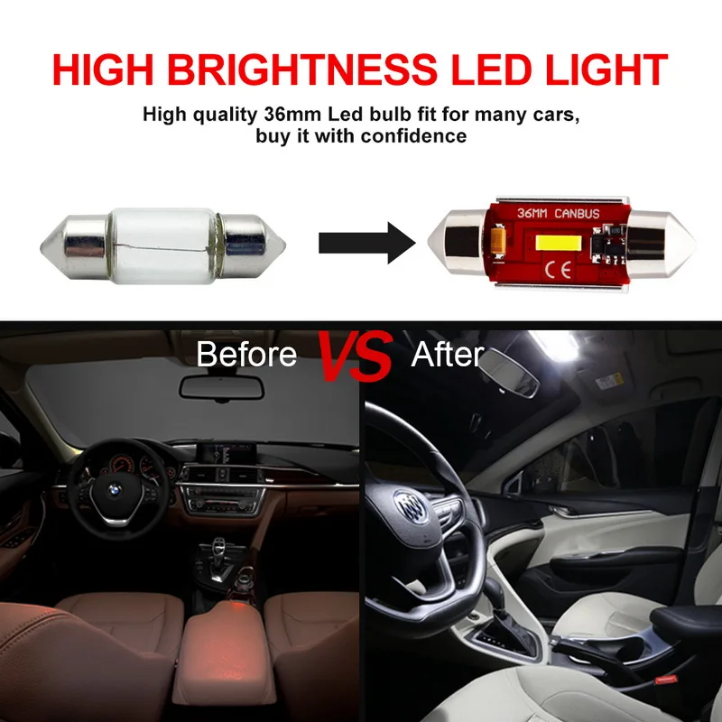 Safego 2 шт. гирлянда 36 мм Светодиодная лампа C5W супер яркая 1 1860 SMD Canbus без ошибок