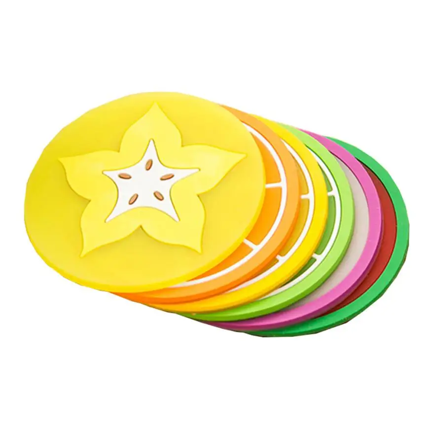 

Ouneed 1PC Fashion Creativity Fruit Coaster Colorful Silicone Cup Drinks Holder Mat Tableware Placemat Non-toxic A13