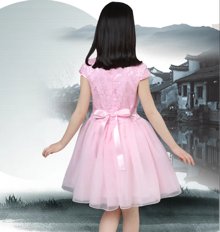 Baby Chinese Qipao Ball Gown Dress Girls Floral Cheongsam Multi-Colors Kids Short sleeve dresses New Year gift Children's Party Performance clothes (3)