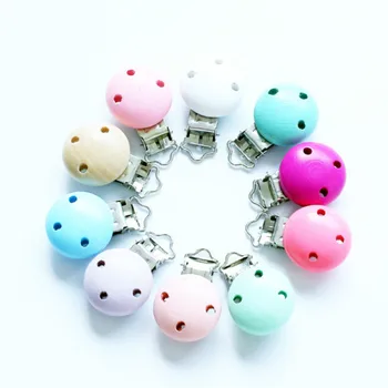 

100 Pcs Macaron Color Baby Pacifier Clips Baby Nipple Clasps Holder Wooden Teether Teething Accessories DIY