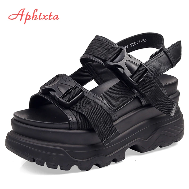 Aphixta 8cm Platform Sandals Women Wedge High Heels Shoes Women...