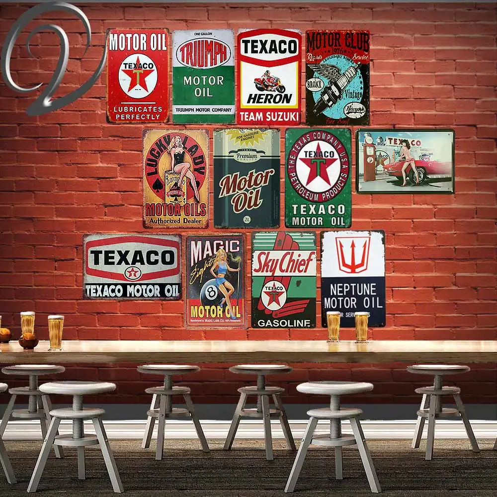 

Motor Oil Texaco Vintage Metal Sign 20*30 Motor Tin Sign Retro Metal Poster for motor garage pub decoration